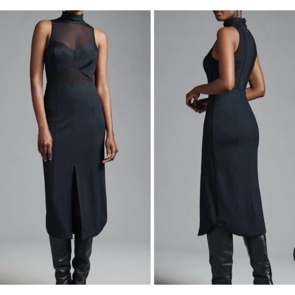 Maeve by Anthropologie Women's Size L Sheer Cutout Midi‎ Dress Back Zip NWT